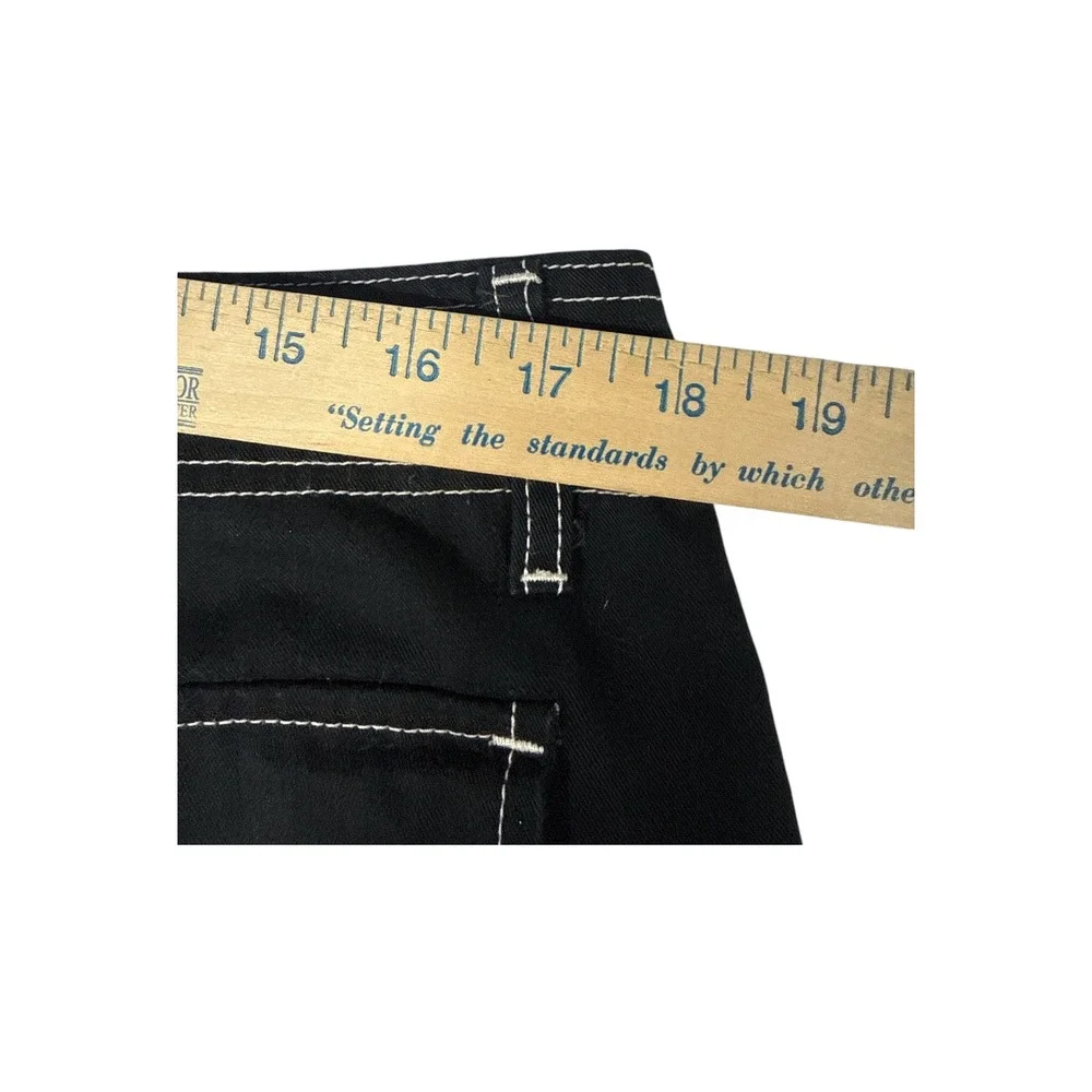 True Religion Black Contrast Stitch Cargo Pants Wide Leg Mens 34 Y2K Streetwear